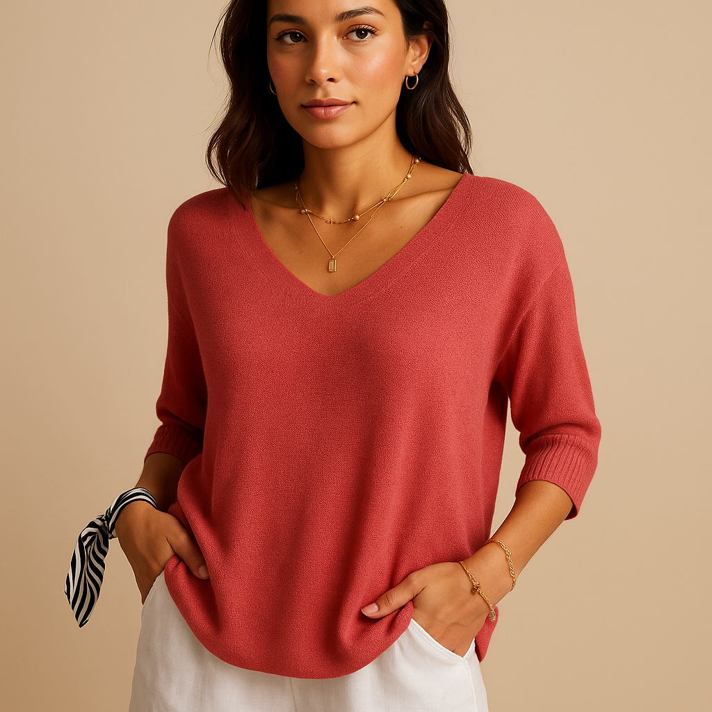 Dames top met moderne losse pasvorm in zachte luxe stof, ideaal voor dagelijks comfort en stijlvolle casual looks