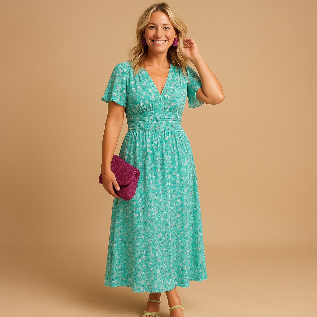 Luchtige maxi zomerjurk met V-hals en bloemenprint voor dames, ideaal voor casual en feestelijke zomerse gelegenheden