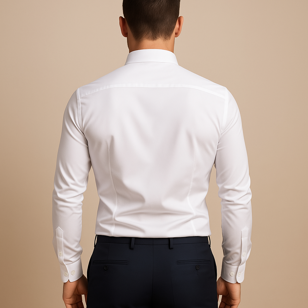 Modern klassiek herenoverhemd met lange mouwen en verfijnde pasvorm, ideaal voor zowel formele als casual gelegenheden
