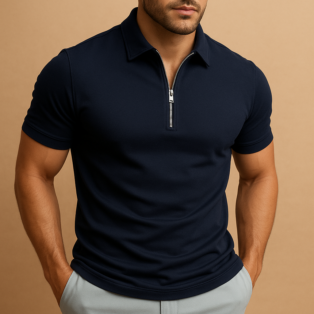Moderne herenpolo met ritssluiting, geur- en vlekwerend, ideaal voor werk en casual gelegenheden.
