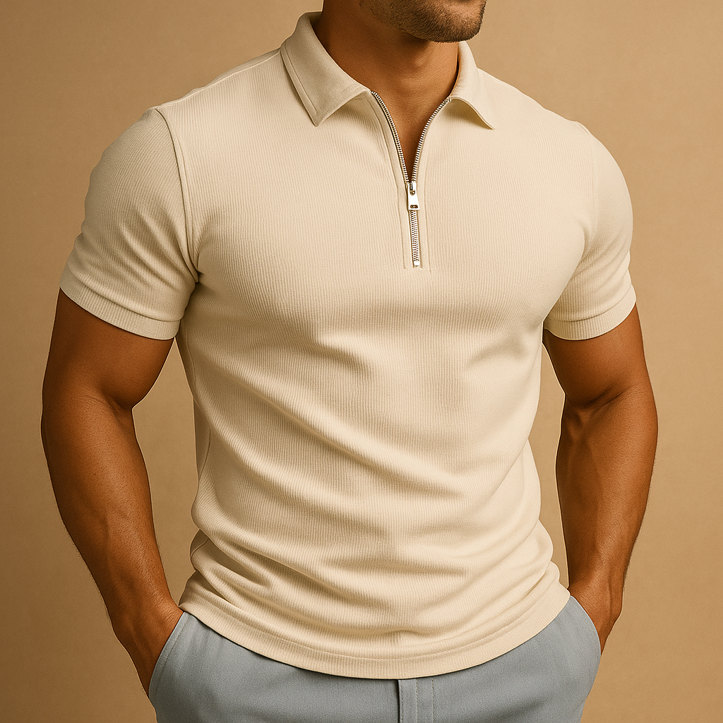 Moderne herenpolo met ritssluiting, geur- en vlekwerend, ideaal voor werk en casual gelegenheden.