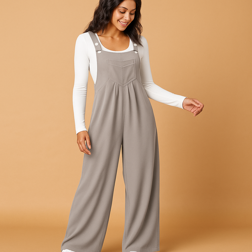 Casual dames jumpsuit zonder mouwen met gerimpeld ontwerp en zakken. Perfect voor een relaxte, jeugdige uitstraling.