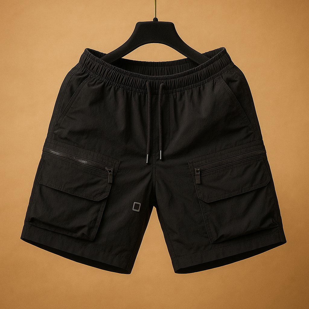 Oversized heren cargo shorts van sneldrogend nylon met meerdere zakken, perfect voor een luchtige en functionele zomeroutfit.
