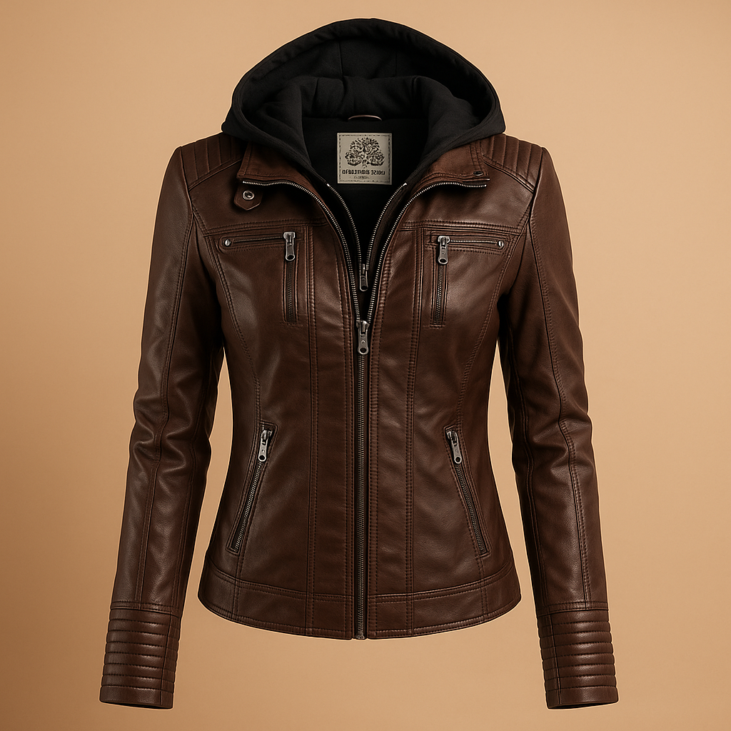 PU-leren zomerjas voor dames met afneembare capuchon en ritssluiting, ideaal voor casual en stijlvolle gelegenheden.