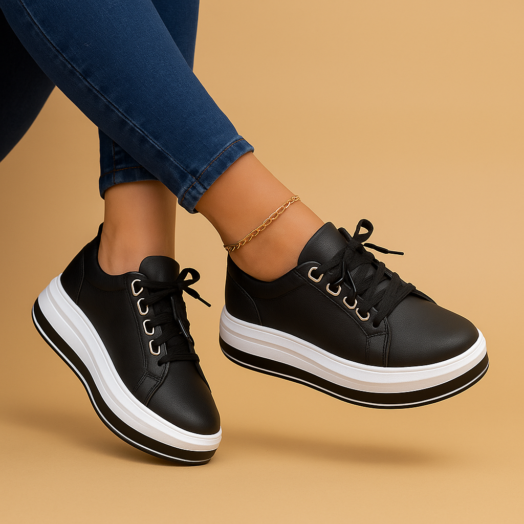 Dames retro sneakers met klassieke vorm, ronde neus en platte zool, ideaal voor casual outfits met een vintage uitstraling.