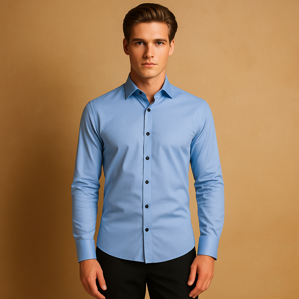 Slim fit overhemd voor heren in ademend stretchmateriaal, ideaal voor zakelijke en casual outfits