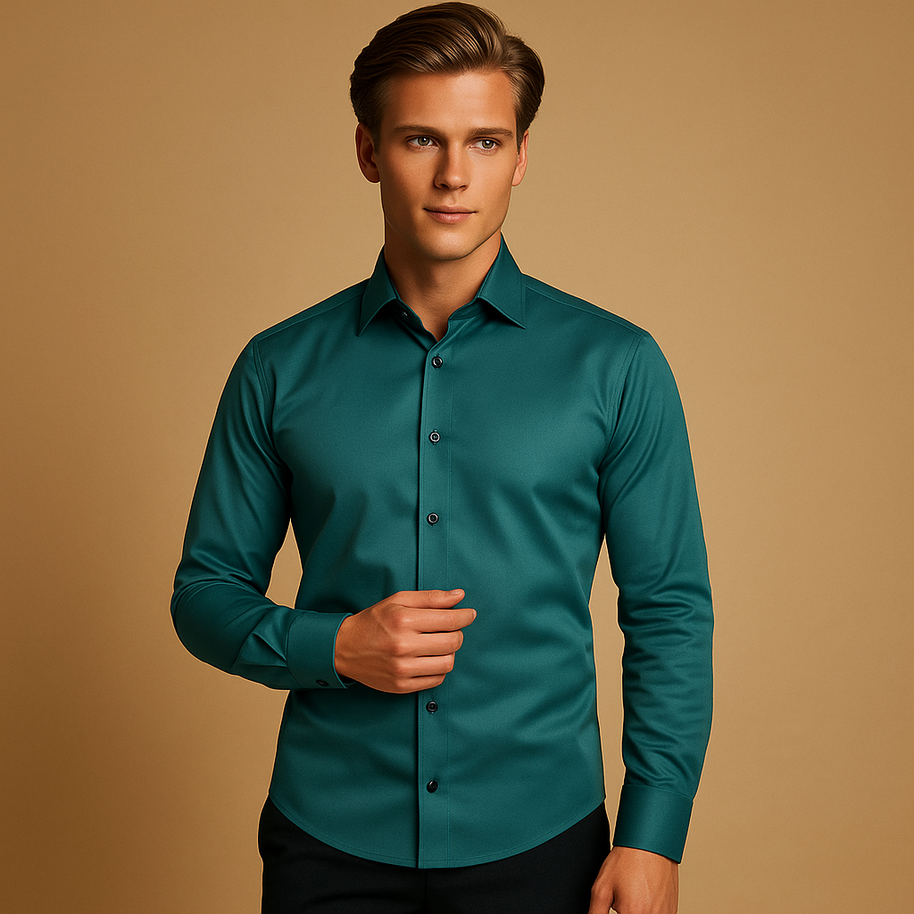 Slim fit overhemd voor heren in ademend stretchmateriaal, ideaal voor zakelijke en casual outfits