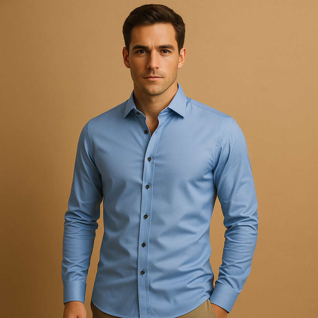 Slim fit overhemd voor heren in ademend stretchmateriaal, ideaal voor zakelijke en casual outfits