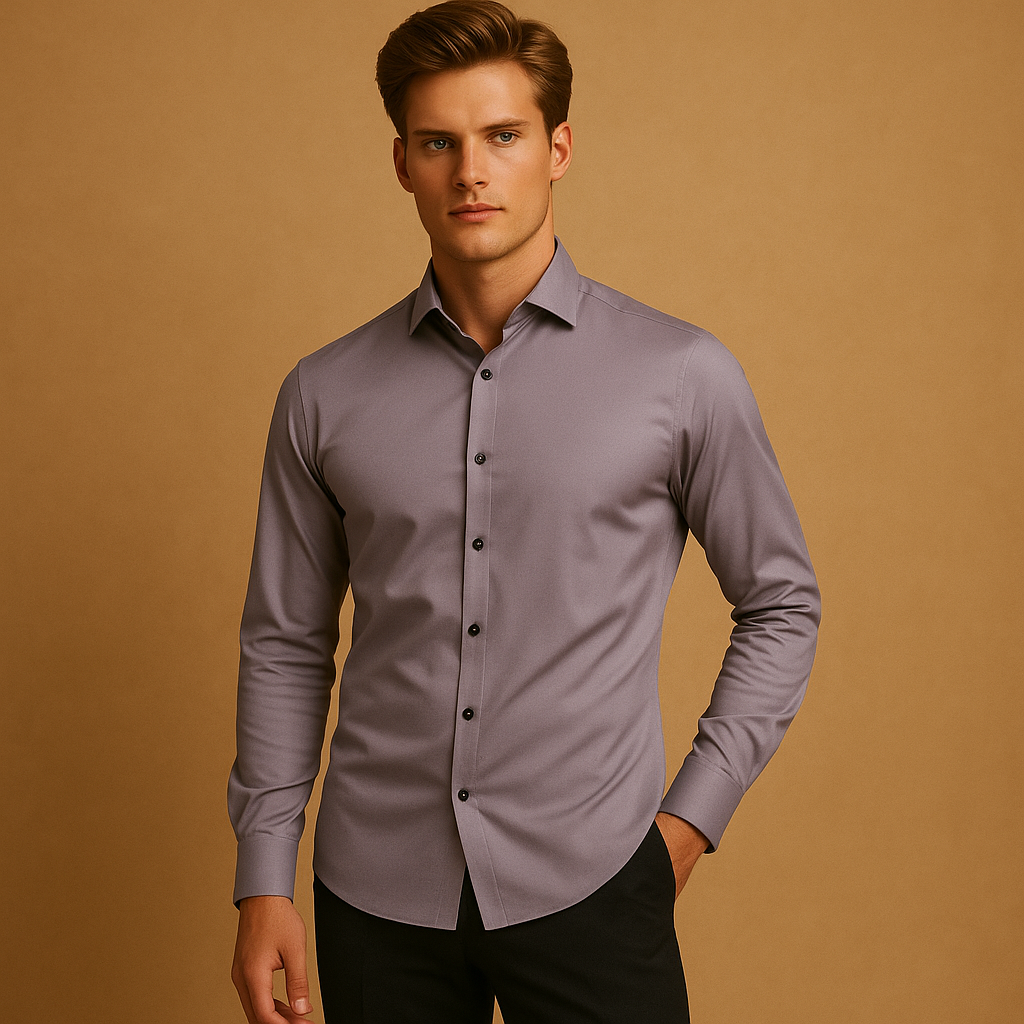Slim fit overhemd voor heren in ademend stretchmateriaal, ideaal voor zakelijke en casual outfits