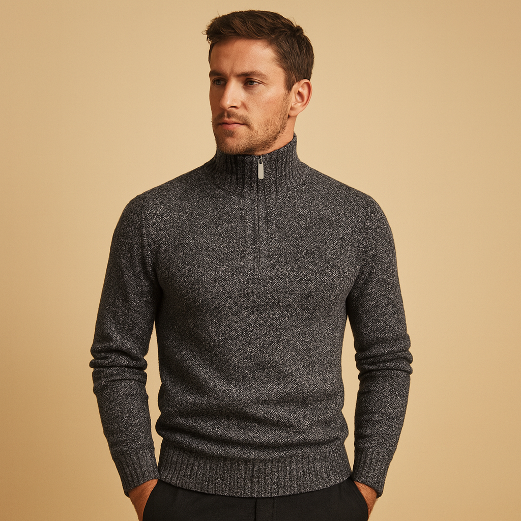 Casual geribd sweatshirt voor heren van katoen met opstaande kraag en knoopsluiting. Comfortabel, stijlvol en ideaal voor dagelijks gebruik.