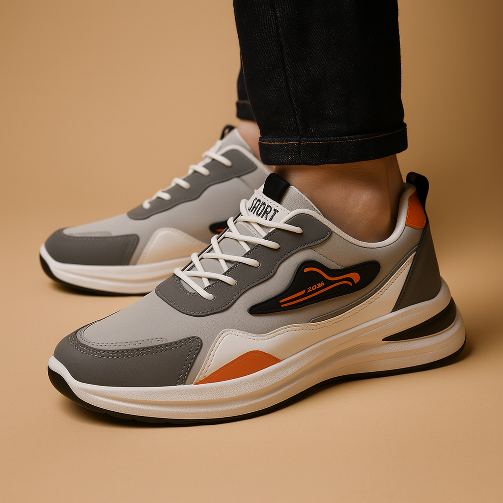 Lichtgewicht sportschoenen voor heren in zwart, grijs en blauw – ademend, stijlvol en ideaal voor dagelijks gebruik of sportieve activiteiten.