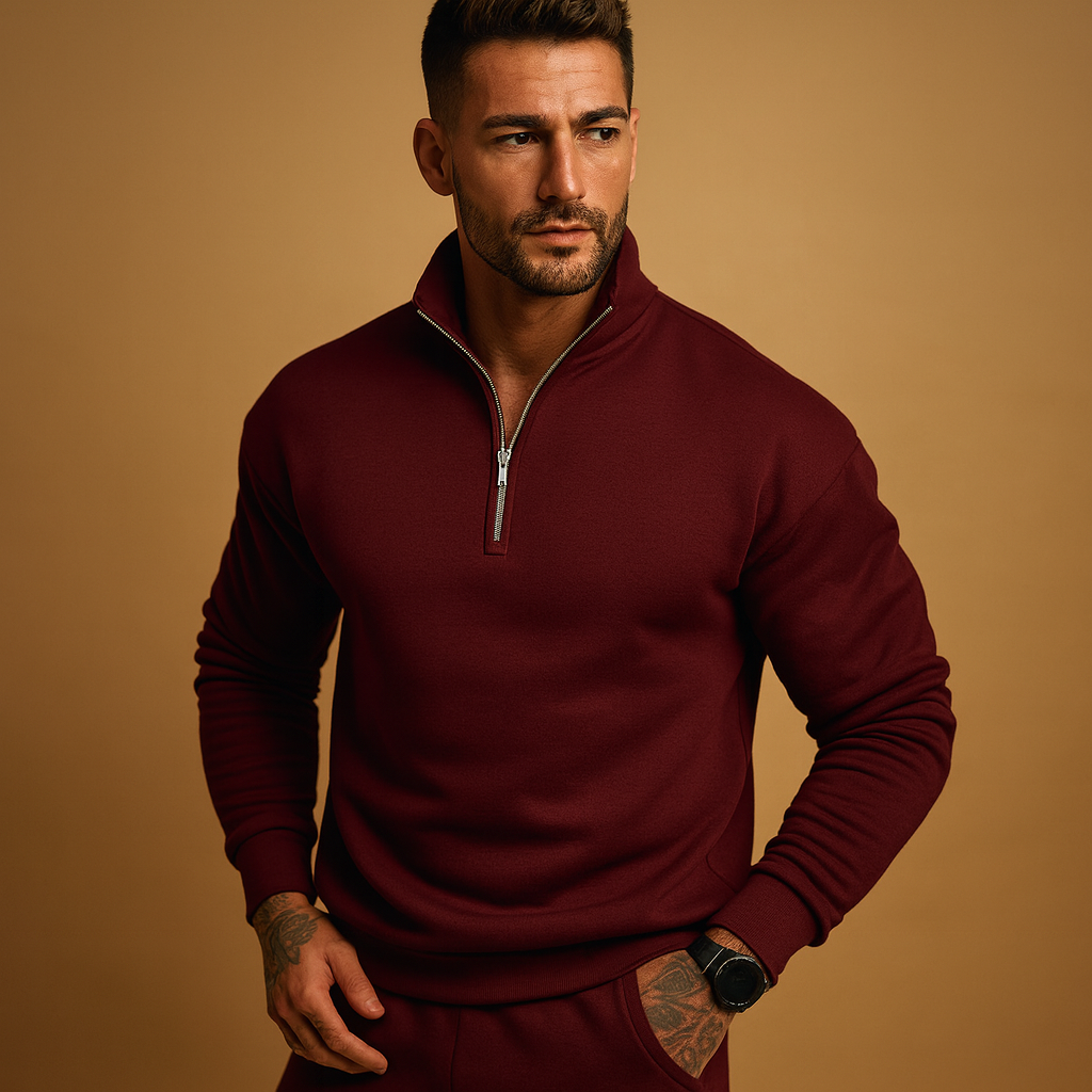 Trui met halve rits voor heren in een modern en comfortabel ontwerp, ideaal voor casual en formele outfits in de herfst en winter.