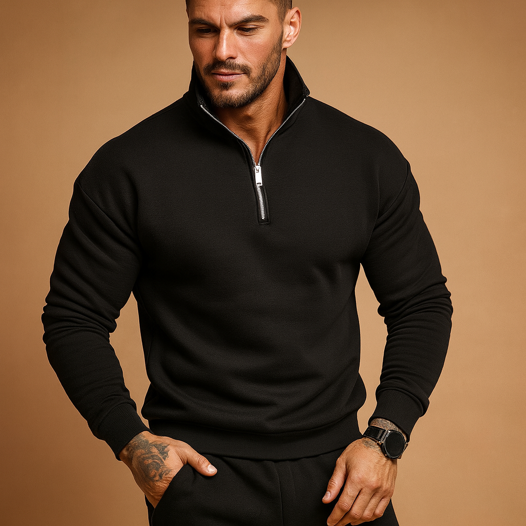 Trui met halve rits voor heren in een modern en comfortabel ontwerp, ideaal voor casual en formele outfits in de herfst en winter.