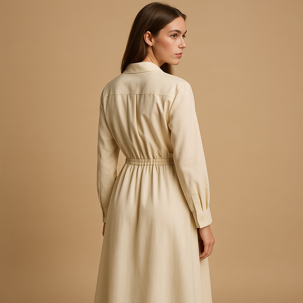 Vintage geïnspireerde A-lijn damesjurk met flatterende taille en lichtgewicht stof, perfect voor bruiloften en casual gelegenheden.