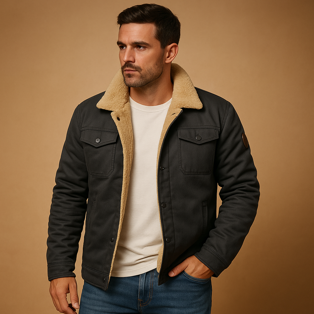 Heren bomberjack met geribde boorden en isolerende voering, perfect voor winterse dagen en casual outfits.