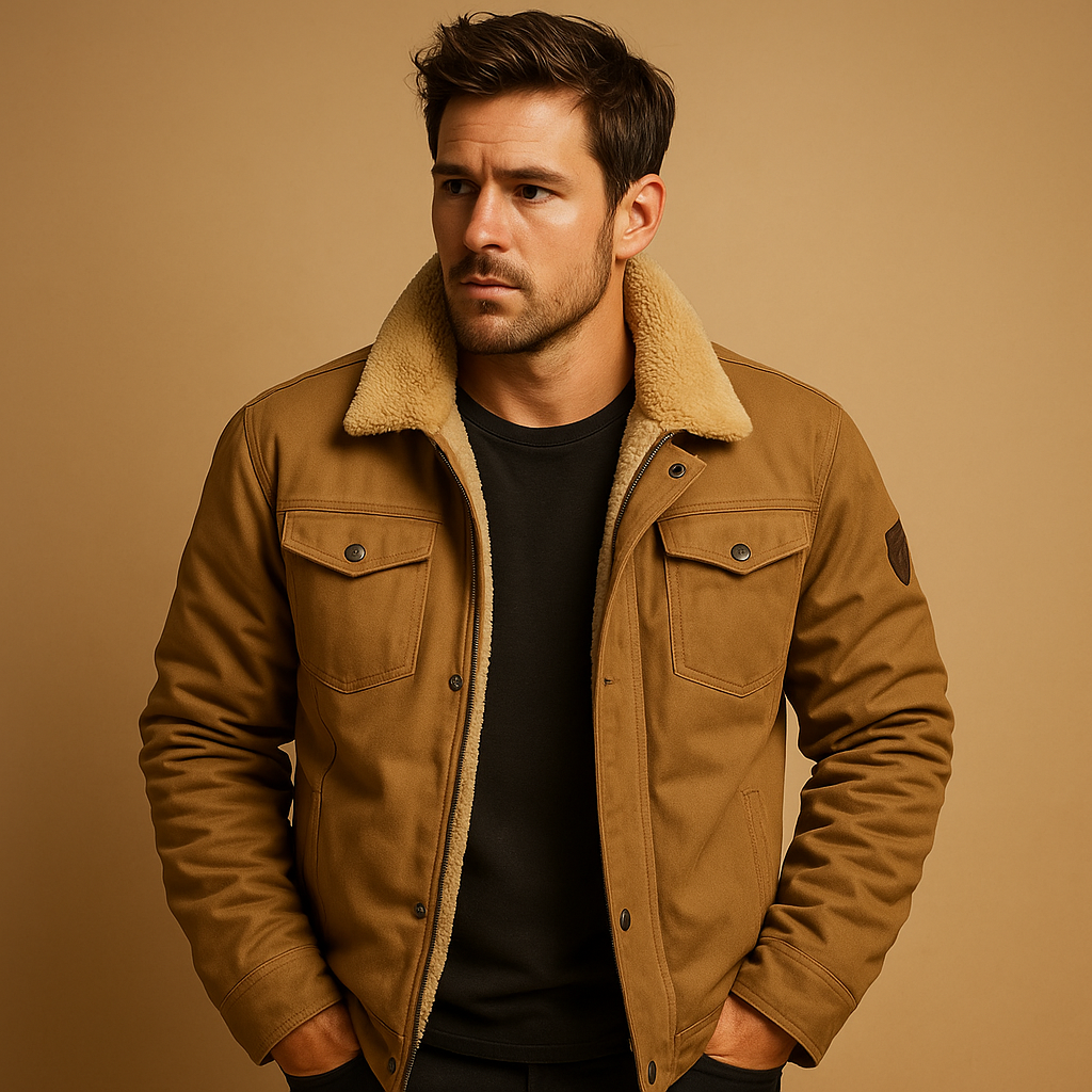 Heren bomberjack met geribde boorden en isolerende voering, perfect voor winterse dagen en casual outfits.