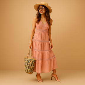 Luchtige boho zomerjurk met Ibiza-stijl voor dames, ideaal voor festivals, strand en zomerse dagen. Comfortabel en stijlvol ontwerp.