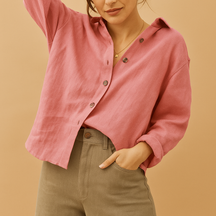 Casual damesblouse van katoen in zwart, grijs, roze, wit of khaki met comfortabele pasvorm voor dagelijks gebruik