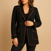 Gevoerde dames blazer met moderne pasvorm in casual stijl, perfect voor koudere dagen en veelzijdig te combineren.