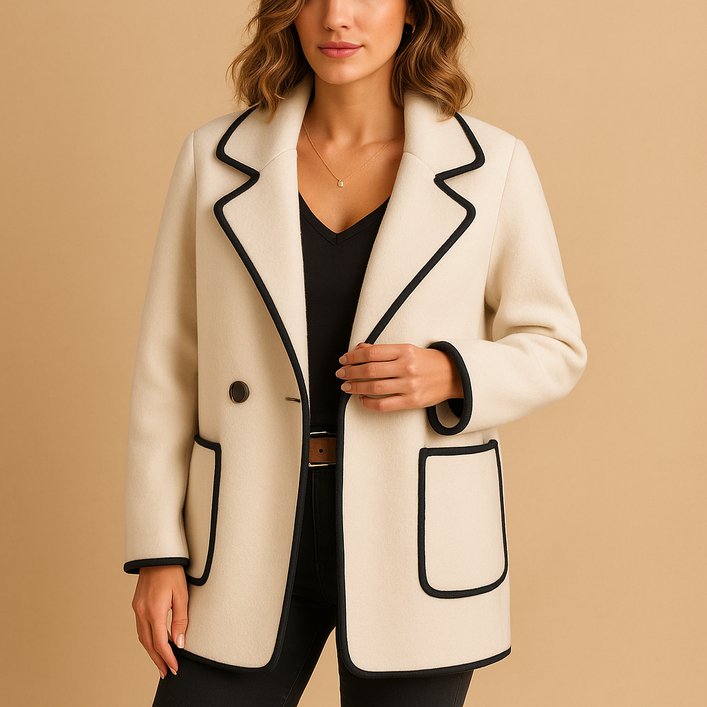 Gevoerde dames blazer met moderne pasvorm in casual stijl, perfect voor koudere dagen en veelzijdig te combineren.