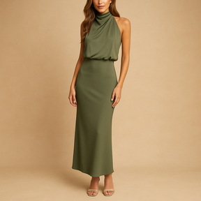 Elegante damesjurk in stretchstof met flatterende pasvorm, perfect voor lente, zomer en diverse gelegenheden.