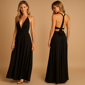 Dames wikkeljurk met overlengte bandjes en 20 draagopties, perfect voor bruiloften, diners en speciale gelegenheden