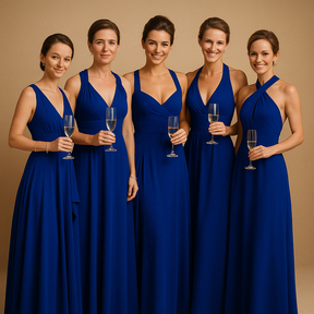 Dames wikkeljurk met overlengte bandjes en 20 draagopties, perfect voor bruiloften, diners en speciale gelegenheden