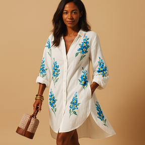 Zomerjurk voor dames van ademende stof met flatterende pasvorm, perfect voor warme dagen en feestelijke gelegenheden.