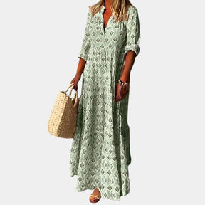 Knielange zomerjurk voor dames in lichtgewicht stof, perfect voor lente- en zomerdagen met een elegante, comfortabele pasvorm.