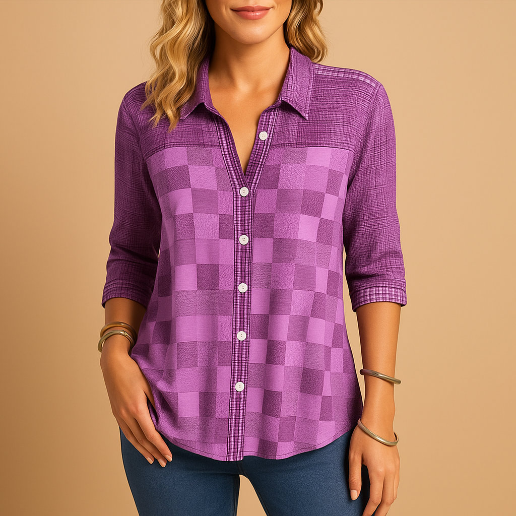 Dames blouse met klassiek ruitpatroon en ademend ontwerp, geschikt voor dagelijks gebruik en stijlvolle gelegenheden
