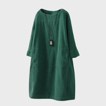Lianne | Stijlvolle corduroy zomerjurk met korte mouwen voor dames