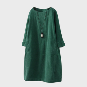 Lianne | Stijlvolle corduroy zomerjurk met korte mouwen voor dames