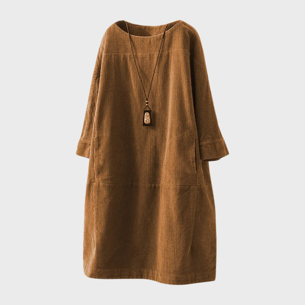Lianne | Stijlvolle corduroy zomerjurk met korte mouwen voor dames