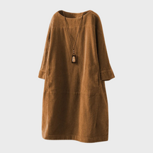Lianne | Stijlvolle corduroy zomerjurk met korte mouwen voor dames