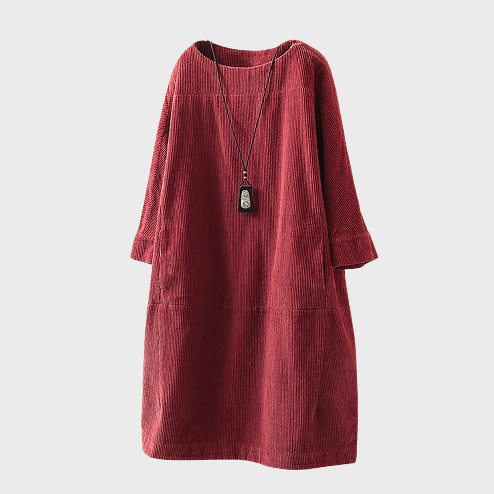 Lianne | Stijlvolle corduroy zomerjurk met korte mouwen voor dames