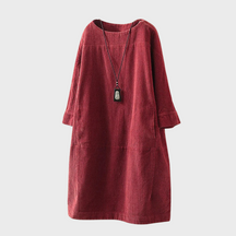 Lianne | Stijlvolle corduroy zomerjurk met korte mouwen voor dames