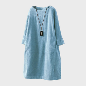 Lianne | Stijlvolle corduroy zomerjurk met korte mouwen voor dames