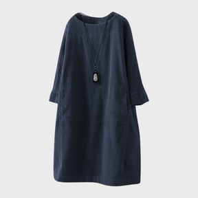 Lianne | Stijlvolle corduroy zomerjurk met korte mouwen voor dames