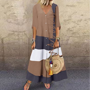 Veerle | Casual midi jurk met kleurcontrast voor dames