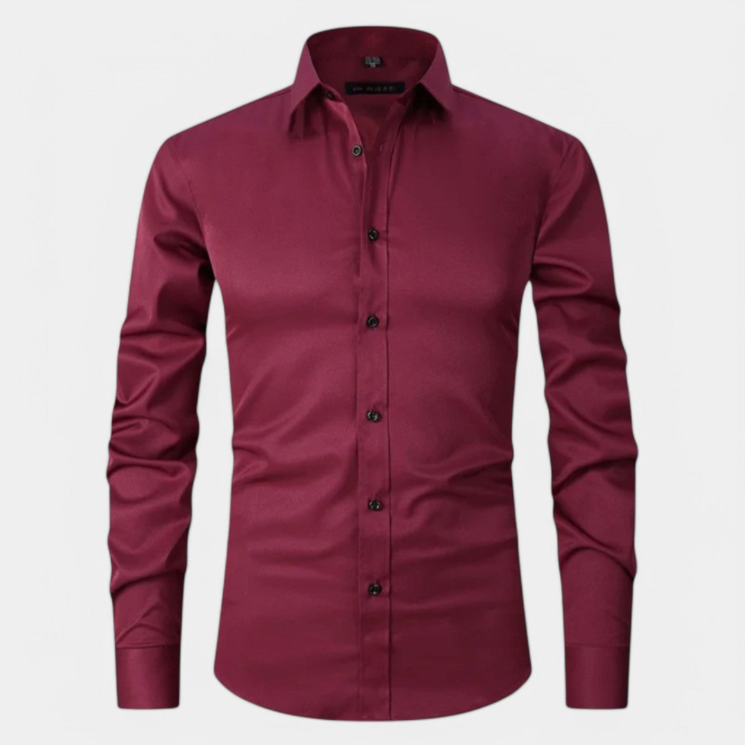 Heren overhemd met slim fit pasvorm en stretchstof, perfect voor zakelijke en casual outfits, met klassieke kraag en knoopsluiting