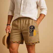 Korte broek voor heren met unieke prints en comfortabele elastische tailleband, ideaal voor zomerse dagen en vakanties.