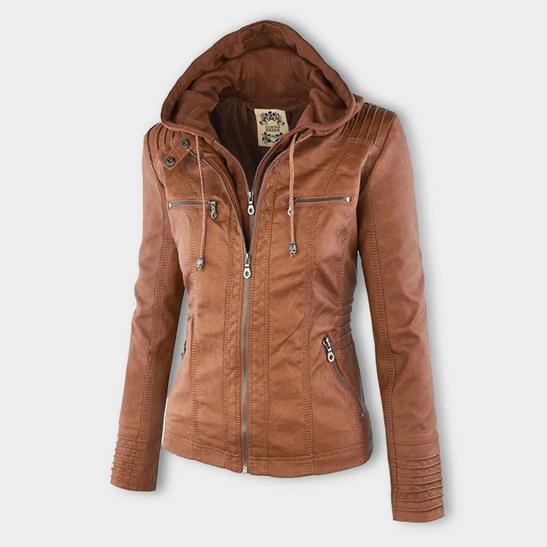 Mila | PU-leren zomerjas met afneembare capuchon voor dames