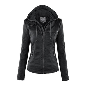 Mila | PU-leren zomerjas met afneembare capuchon voor dames