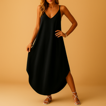 Elegante cami-jurk voor dames met V-hals en comfortabele pasvorm, geschikt voor casual en formele gelegenheden.