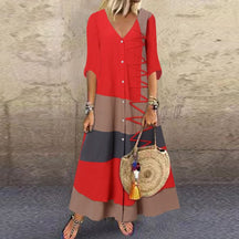 Veerle | Casual midi jurk met kleurcontrast voor dames