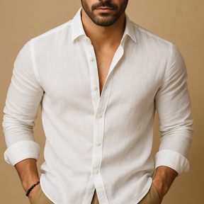 Lichtgewicht overhemd voor heren met ademende stof en tijdloos design, ideaal voor zowel casual als zakelijke outfits.