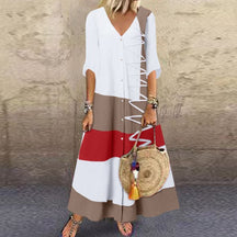 Veerle | Casual midi jurk met kleurcontrast voor dames