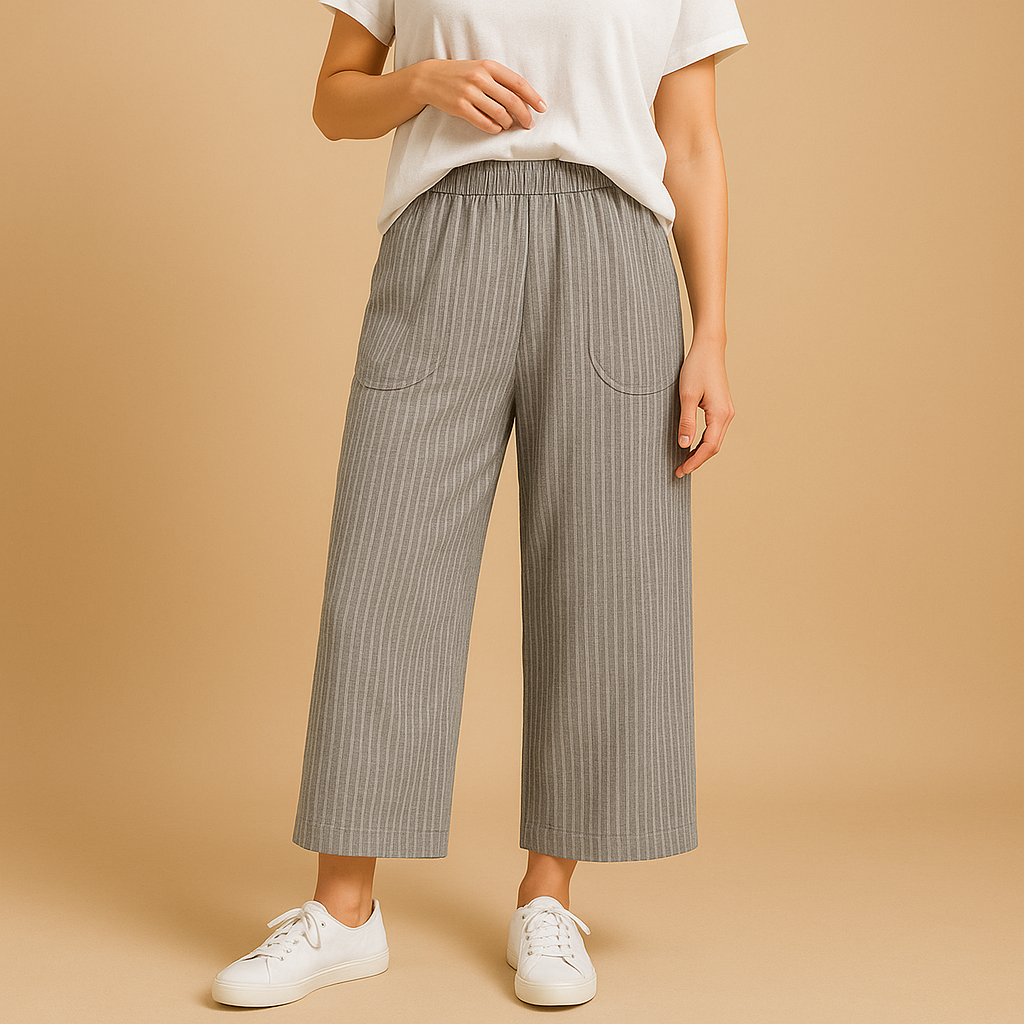 Zomerbroek voor dames met normale pasvorm, luchtig materiaal en elegante uitstraling, geschikt voor casual en chique zomerse outfits.