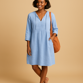 Zomerse midi-jurk voor dames met korte mouwen in wit, groen of lichtblauw, ideaal voor casual of formele gelegenheden.