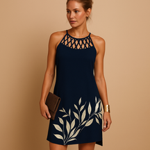 Dames A-lijn jurk met elastische taille en mouwloze pasvorm, perfect voor feestjes, bruiloften of een dagje uit